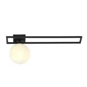 Image of Imago Black Left Side Globe Ceiling Light with White Glass Shades v2, 1x E14