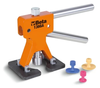 image of Beta Tools 1366A Small Dent Glue Puller with 19pc set of Glue Tabs 013660200