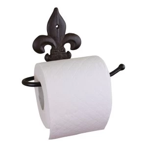 Image of Cast Iron Rustic Toilet Roll Holder, Fleur de Lis