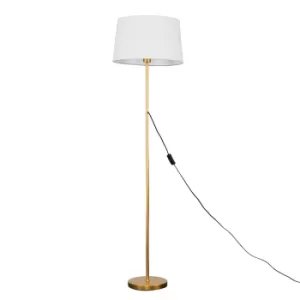 image of Charlie Gold Floor Lamp with White Doretta Shade