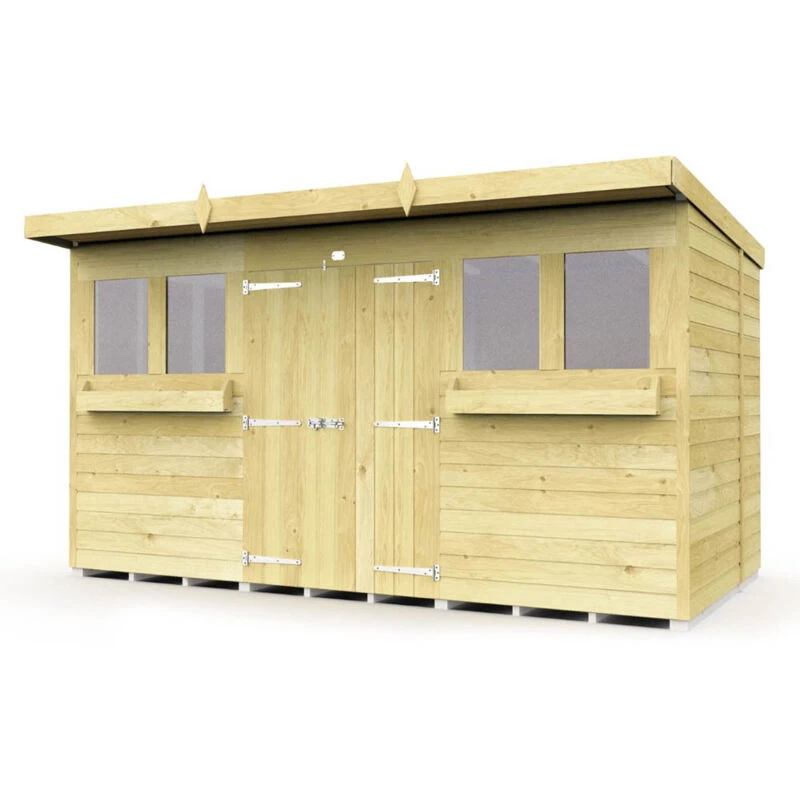 Image of Flat Pack Sheds DIY Sheds 12 x 5 Pent Summer Shed, Brown 12X5PSSFF