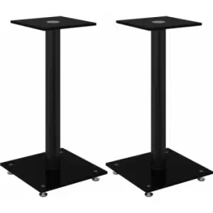 image of Vidaxl - Speaker Stands 2 pcs Black Tempered Glass 1 Pillar Design Black