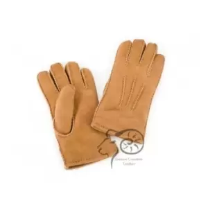 image of Eastern Counties Leather Womens/Ladies 3 Point Stitch Detail Sheepskin Gloves (S) (Tan)