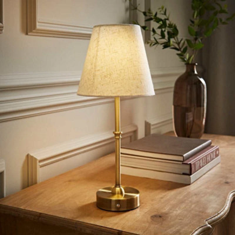Image of ValueLights ValueLights Lowe Rechargeable LED Portable Touch Table Lamp in Gold Gold One Size Unisex 5016529266587