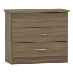 Image of Seconique Nevada 3 Drawer Chest - Rustic Oak Effect