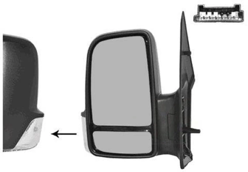 Image of VAN WEZEL 5862801 Wing mirror * HAGUS * Left, black, Short mirror arm, Rough Outside Mirror (50)