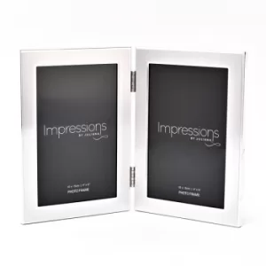 image of Impressions Photo Frame Matt/Shiny Silver Double 4" x 6"