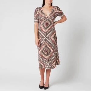 Image of Michael Kors Womens Biclr Puff Sleeve Midi Dress - Powder Blush - XS