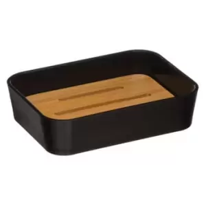 image of Natureo Bamboo 3 Piece Bathroom Accessories Set Black