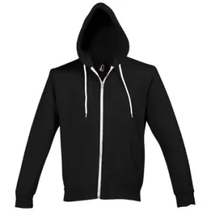 image of SOLS Silver Unisex Full Zip Hooded Sweatshirt / Hoodie (M) (Black)