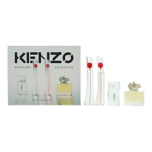 image of Kenzo Flower 4 Piece Gift Set: Flower Eau de Parfum 4ml - Flower By Poppy Bouquet Eau de Parfum 4ml - L'eau Eau de Toilette 5ml - Ju Eau de Parfum 5ml