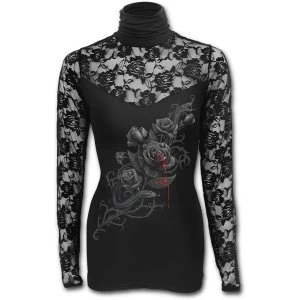 Image of Fatal Attraction Womens X-Large Fullsleeve Lace High Neck Corset - Black