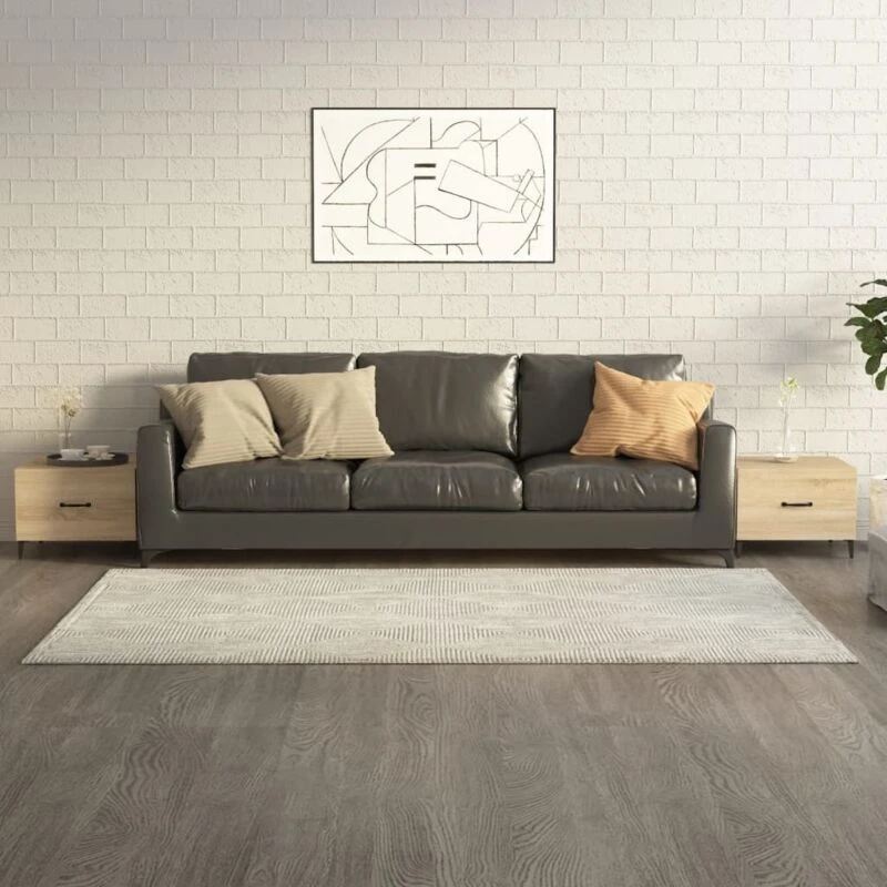 Image of Vidaxl Coffee Table With Metal Legs 2 Pcs Sonoma Oak 50X50X40 Cm, Brown 812733