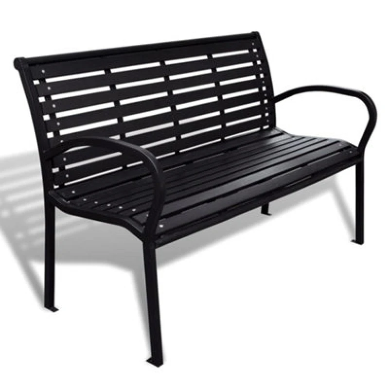 Image of vidaXL Garden Bench 125cm Steel and WPC Black Outdoor Patio Park Seat Chair