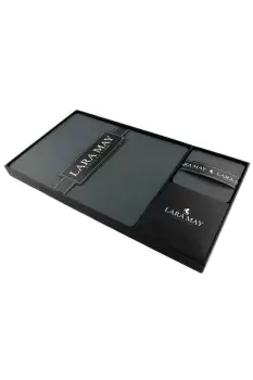Image of Set of 8 Slate Grey Recycled Leather Placemats and 8 Leather Coasters