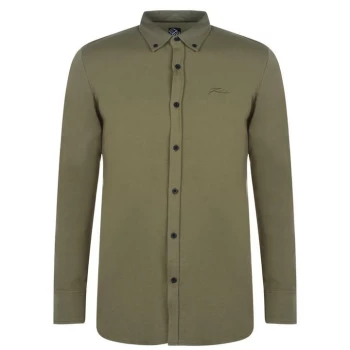 Image of Fabric Long Sleeve Jersey Shirt Mens - Khaki