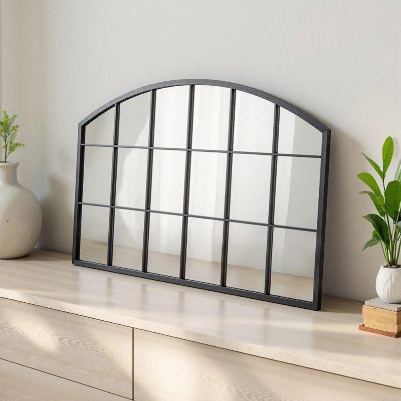 Image of LIFE IDEAS Arched Wall Mirror for Decor Black Framed Wall Black unisex One size
