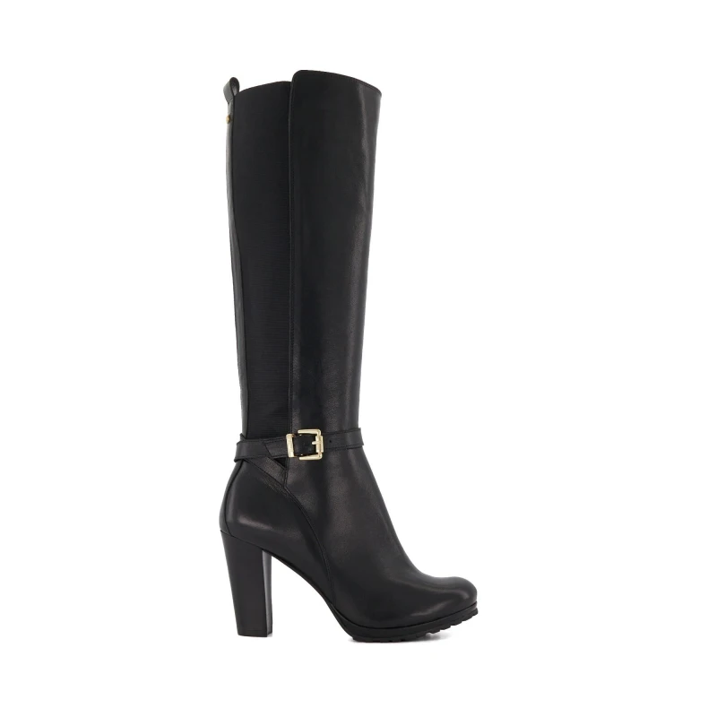 Image of Dune London Sareena Leather Knee High Boots BLACK female 6 (39)