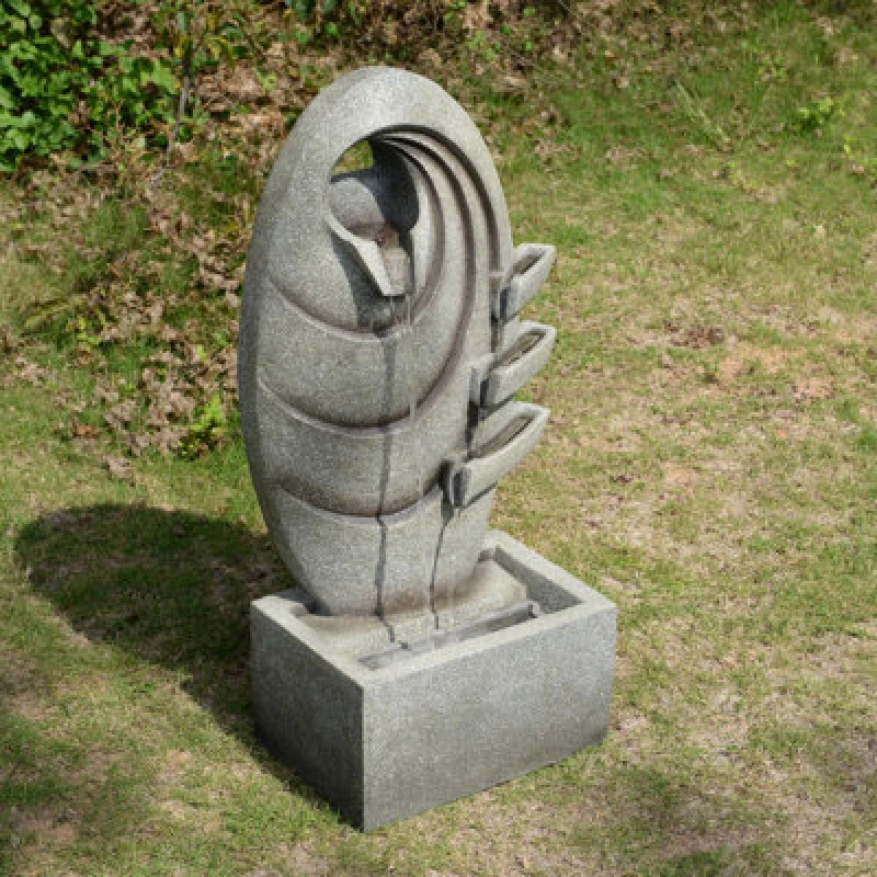 Image of Teamson Home Outdoor 31'' Modern Oval Fountain Yard Dcor, Gray, Grey FT4324GRR-UK