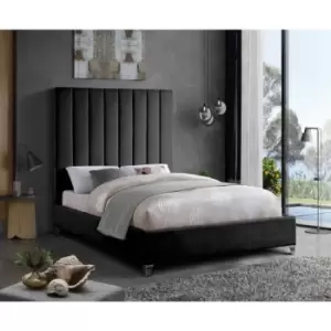Image of Alexo Bed King Plush Velvet Black