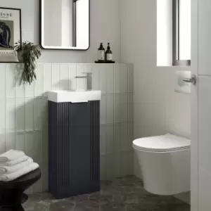 Nuie Deco Compact Floor Standing 1-Door Vanity Unit with Basin 400mm Wide - Satin Anthracite