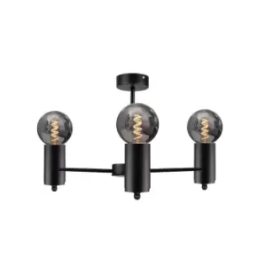 Image of Arde Multi Arm Semi Flush Ceiling Light Black, 60cm, 3x E27