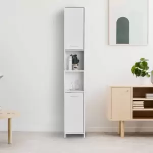 image of Slimline Freestanding Storage Cabinet With Door Cupboard And Shelves White