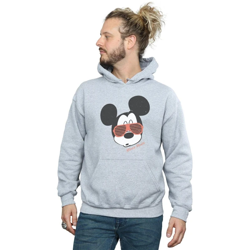 Image of Disney Men Mickey Mouse Sunglasses Hoodie in Grey Size: large Grey L Male 5057955019507