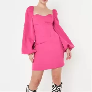 image of Missguided Detail Milkmaid Skater Dress - Pink