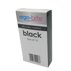 Image of Ergo-Brite Drywipe Marker Rubber Grip Black Pack of 10 JN10098