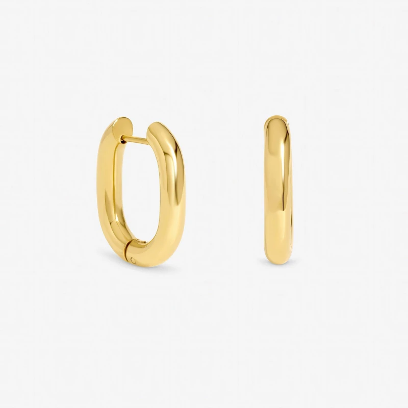 Image of Jon Richard Gold Plated Waterproof Retangle Hoop Earrings Gold female One Size