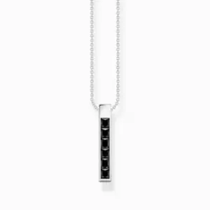 Image of Sterling Silver Black Stones Necklace KE2113-643-11