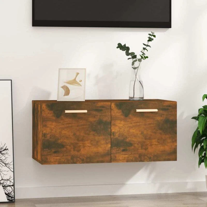 Image of Vidaxl Wall Cabinet Smoked Oak 80X35X36.5cm Engineered Wood, Brown 817603