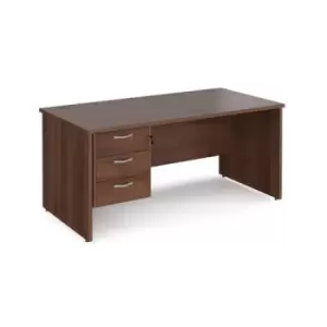 image of Office Desk Rectangular Desk 1600mm With Pedestal Walnut Top And Panel End Leg 800mm Depth Maestro 25 MP16P3W