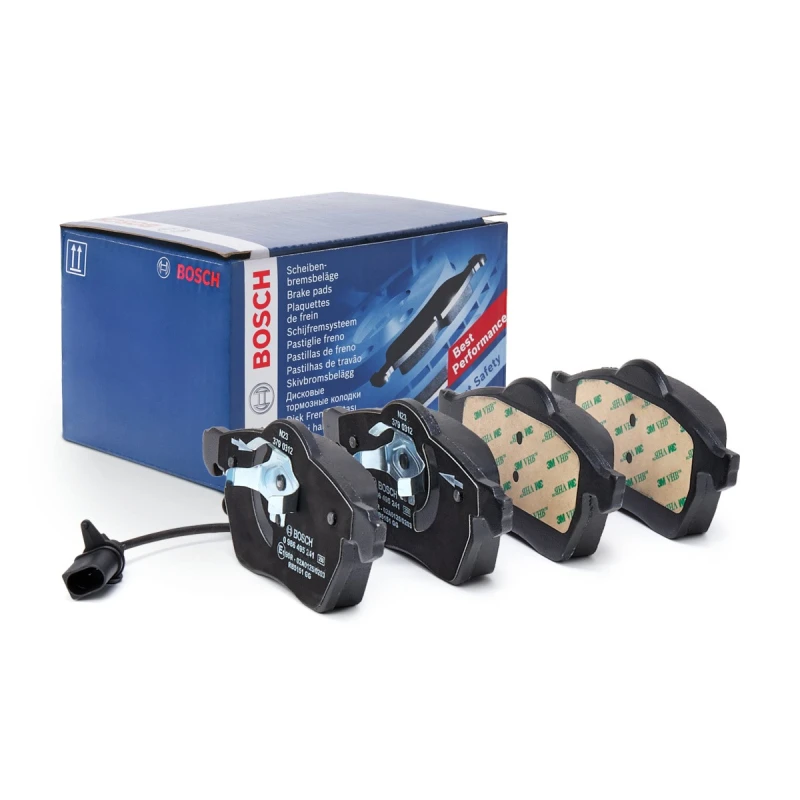 Image of Bosch 0 986 495 241 Brake pad set with integrated wear sensor, with anti-squeak plate Low-Metallic Brake Pad Set,disc brake (402)