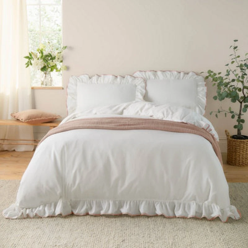 Image of Wylder Nature Blousey Cotton Ruffle Duvet Set, Single, Pink