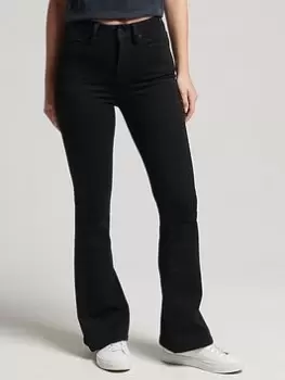 Image of Superdry Studios High Rise Skinny Flare - Black, Size 28, Women