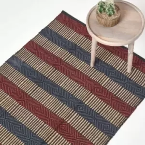 Image of Multicolour Striped Jute Rug, 150 x 240cm - Multi Colour - Homescapes