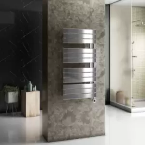 Image of ElectriQ Designer Chrome Flat Panel Towel Rail - 400W with WiFi Thermostat - H1080xW500mm - IPX4 Bathroom Safe