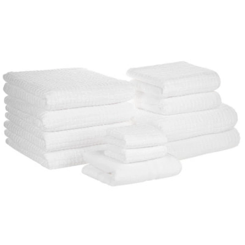 Image of Beliani Set Of 11 Towels Atai Cotton White