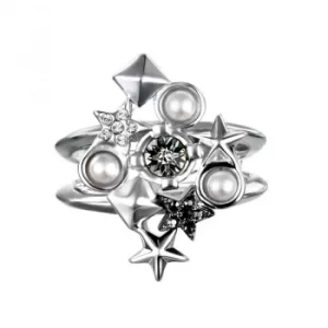 image of Ladies Karl Lagerfeld Silver Plated Eclectic Stud Cluster Ring Size L