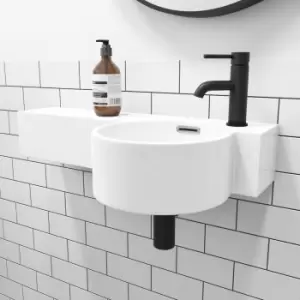 Image of Round Wall Hung Cloakroom Basin with Shelf 550mm - Alcor