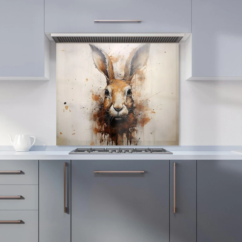 Image of Warren Reed - Designer Splashart Angry Hyena Face Kitchen Splashback in Blue Size: 600mm x 750mm Blue Unisex 600mm x 750mm