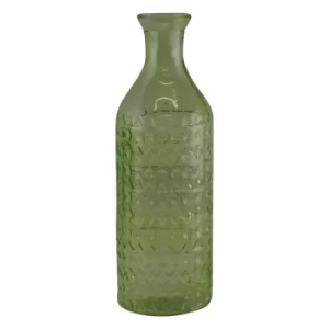 Image of Light Green Large Geometric Embossed Glass Bottle Style Vase