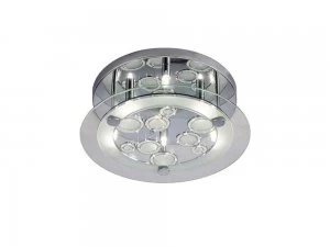 image of Ceiling Round with Circle Pattern 6 Light Round Polished Chrome, Crystal