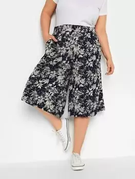 Image of Yours Leaf Stretch Jersey Culotte, Blue, Size 16, Women