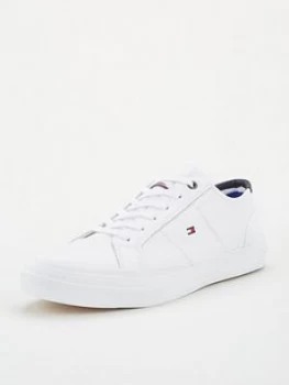 Image of Tommy Hilfiger Core Corporate Flag Trainers - White, Size 12, Men