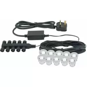 image of Loops - IP67 Decking Plinth Light Kit 10x 0.45W Daylight White Round Lamps Outdoor Rated