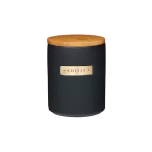 image of Masterclass - Master Class Black Stoneware Coffee Canister with Wood Lid