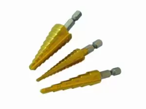 image of Silverline 151206 Titanium-Coated HSS Step Drill Set 3pce